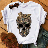 Women's T-shirt Harajuku Skull Deer Camouflage Burlap Turban