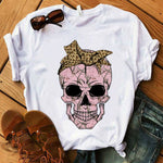 Women's T-shirt Harajuku Skull Deer Camouflage Burlap Turban