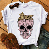 Women's T-shirt Harajuku Skull Deer Camouflage Burlap Turban