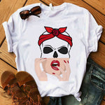 Women's T-shirt Harajuku Skull Deer Camouflage Burlap Turban