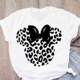 Women's T-shirt cartoon leopard bow T-shirt short sleeve