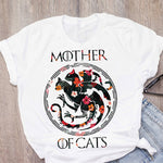 Women Cat Mother Flower Floral Pet Short Sleeve Fashion Print