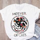Women Cat Mother Flower Floral Pet Short Sleeve Fashion Print