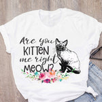 Women Cat Mother Flower Floral Pet Short Sleeve Fashion Print
