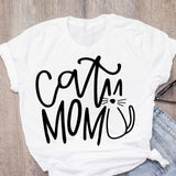 Women Cat Mother Flower Floral Pet Short Sleeve Fashion Print