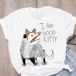 Women Cat Mother Flower Floral Pet Short Sleeve Fashion Print
