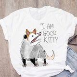 Women Cat Mother Flower Floral Pet Short Sleeve Fashion Print