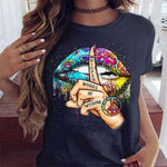 2020 Lips Watercolor Graphic T Shirt lip Women Tops Shirt Base