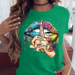 2020 Lips Watercolor Graphic T Shirt lip Women Tops Shirt Base