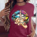 2020 Lips Watercolor Graphic T Shirt lip Women Tops Shirt Base