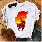Women's T-shirt Cartoon Print T-shirt Ladies Summer Fashion Tee