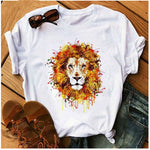 Women's T-shirt Cartoon Print T-shirt Ladies Summer Fashion Tee
