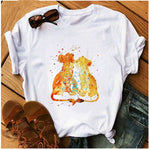 Women's T-shirt Cartoon Print T-shirt Ladies Summer Fashion Tee