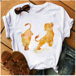 Women's T-shirt Cartoon Print T-shirt Ladies Summer Fashion Tee
