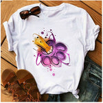 Women's T-shirt Cartoon Print T-shirt Ladies Summer Fashion Tee