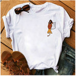 Women's T-shirt Cartoon Print T-shirt Ladies Summer Fashion Tee