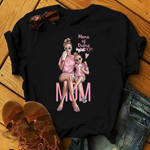 Girl Mom T shirt Women Mother's Love Print Black T-shirt Harajuku Mama TShirt Tops tee shirt Femme