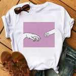 Maycaur Fashion Women Dogs Paws T Shirt Peace Love Dogs Funny