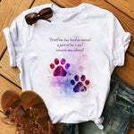 Maycaur Fashion Women Dogs Paws T Shirt Peace Love Dogs Funny