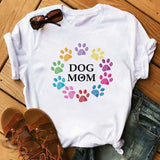 Maycaur Fashion Women Dogs Paws T Shirt Peace Love Dogs Funny