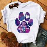 Maycaur Fashion Women Dogs Paws T Shirt Peace Love Dogs Funny