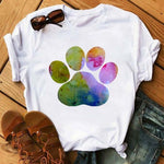 Maycaur Fashion Women Dogs Paws T Shirt Peace Love Dogs Funny