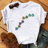 Maycaur Fashion Women Dogs Paws T Shirt Peace Love Dogs Funny