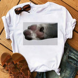 Maycaur Fashion Women Dogs Paws T Shirt Peace Love Dogs Funny