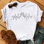 Maycaur Fashion Women Dogs Paws T Shirt Peace Love Dogs Funny