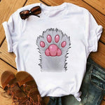 Maycaur Fashion Women Dogs Paws T Shirt Peace Love Dogs Funny