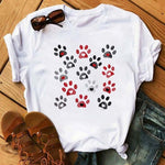 Maycaur Fashion Women Dogs Paws T Shirt Peace Love Dogs Funny