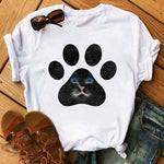Maycaur Fashion Women Dogs Paws T Shirt Peace Love Dogs Funny