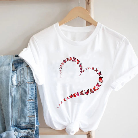 Women Printing Butterfly 90s Sweet Love Kawaii Valentine's