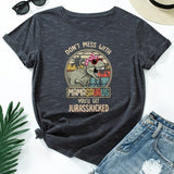 Summer Cotton Women T Shirt  5XL Plus Size Dinosaur