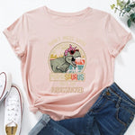 Summer Cotton Women T Shirt  5XL Plus Size Dinosaur