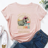 Summer Cotton Women T Shirt  5XL Plus Size Dinosaur