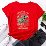 Summer Cotton Women T Shirt  5XL Plus Size Dinosaur