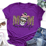 Leopard Skull Head Mom Life Print Women T Shirt Short Sleeve