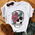 Women's T-shirt Harajuku Skull Deer Camouflage Burlap Turban