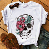 Women's T-shirt Harajuku Skull Deer Camouflage Burlap Turban