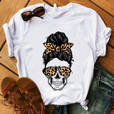 Women's T-shirt Harajuku Skull Deer Camouflage Burlap Turban