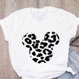 Women's T-shirt cartoon leopard bow T-shirt short sleeve