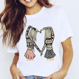 Women Graphic Coffee Sweet Girl Cartoon  Short Sleeve Spring Summer