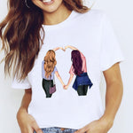 Women Graphic Coffee Sweet Girl Cartoon  Short Sleeve Spring Summer