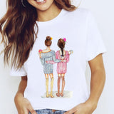 Women Graphic Coffee Sweet Girl Cartoon  Short Sleeve Spring Summer