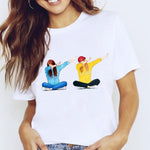 Women Graphic Coffee Sweet Girl Cartoon  Short Sleeve Spring Summer