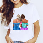 Women Graphic Coffee Sweet Girl Cartoon  Short Sleeve Spring Summer