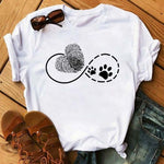 Maycaur Fashion Women Dogs Paws T Shirt Peace Love Dogs Funny