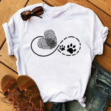 Maycaur Fashion Women Dogs Paws T Shirt Peace Love Dogs Funny