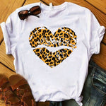 Women Tops O-neck Sexy Black Tees Kiss Lip